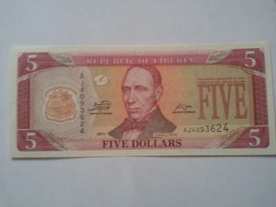 Liberia 5 dollars 2011, UNC foto