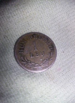 Moneda VECHE (bun Pentru) 1 Leu - Romania, Anul 1924,PATINA FRUMOASA,T.Gratuit foto