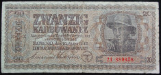 Bancnota 20 Karbowanez - UCRAINA GERMANIA NAZISTA, anul 1942 *cod 751 foto