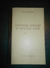 KARL LIEBKNECHT - CUVANTARI, SCRISORI SI ARTICOLE ALESE foto