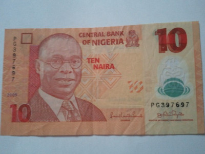 Nigeria 10 naira 2009, circulată foto