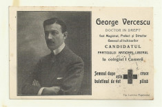 Carte postala electorala Partidul National Liberal Dr.George Vercescu - 1912 foto