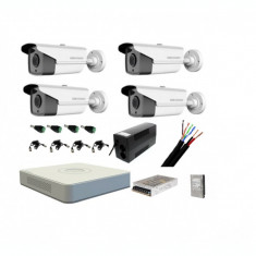 Kit sistem complet 4 camere supraveghere exterior HIKVISION FULL HD 80 m IR +hard 1Tb foto