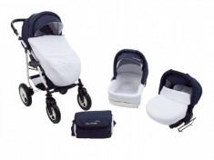 Carucior 3 in 1 Futuro Albastru Inchis Alb MyKids foto