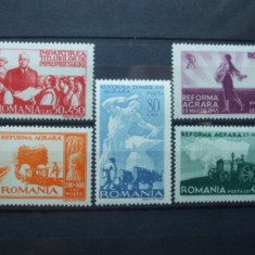 Romania 1946 - REFORMA AGRARA, serie si colita nestampilata, SA9