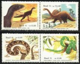 Brazilia 1991 - SERPI SI DINOZAURI, 2 dipticuri nestampilate, SA6, Nestampilat