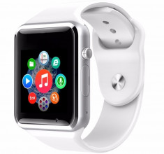 Ceas Smartwatch cu Telefon iUni A100i, BT, LCD 1.54 Inch, Camera, Alb + Spinner Titirez Cadou foto
