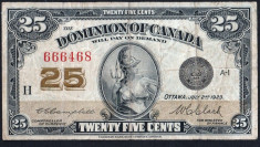 Canada 25 Cents Serie 666468 1923 foto