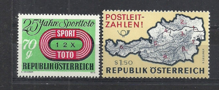 AUSTRIA &ndash; HARTA CODURI POSTALE, PRONOSPORT, serii MNH, SA1