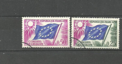 FRANTA 1966 - STEAG CONSILIUL EUROPEI, 2 timbre stampilate, SA2 foto