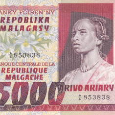 Bancnota Madagascar 5.000 Franci=1.000 Ariary (1974) - P66 UNC