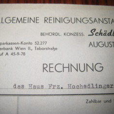 Act vechi-Rechnung August Prasch-1947 Wien. Combatere daunatorilor-Dezinsectia.