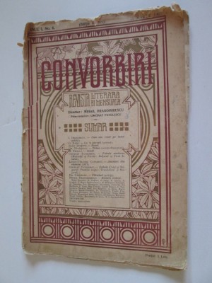 Convorbiri-revista literara bimensuala editie de lux 15 martie 1907 foto