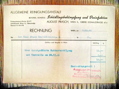 Act vechi-proiect Lege-Rechnung August Prasch Wien 1946-cca 20_15 cm. foto