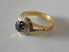Inel din aur de 18k cu diamante si safir -3015 foto