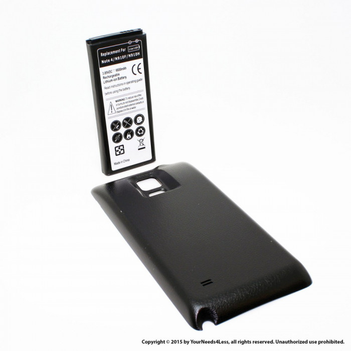 baterie extinsa 6800mAh pentru Samsung Galaxy Note 4 cu capac negru