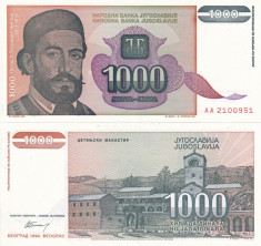 IUGOSLAVIA 1.000 dinara 1994 UNC!!! foto
