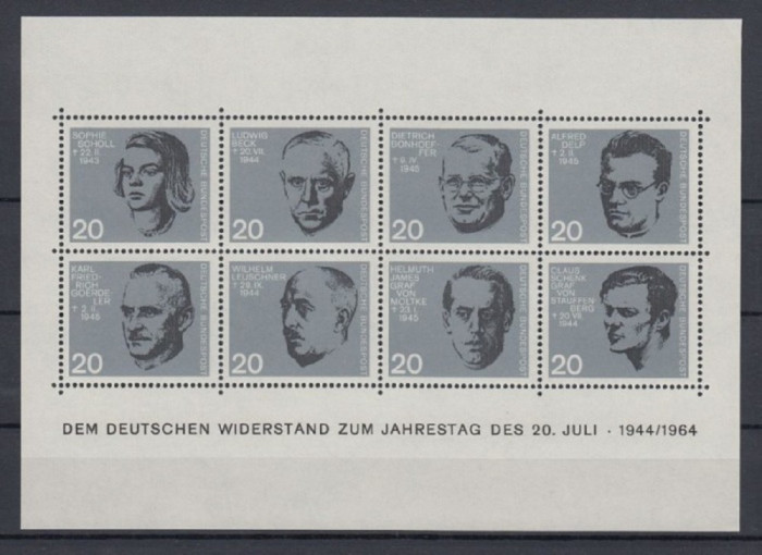 GERMANIA 1964 &ndash; EROI AI REZISTENTEI ANTIFASCISTE, BLOC MNH, SA19