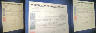 1629-I-Industrie de Posamanterie-Lugoj 1941 Act vechi romanesc factura 30/23 cm. foto