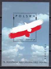 Polonia 1993 aniversare fauna pasari MI bl.124 MNH w47 foto