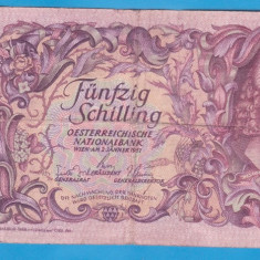 (1) BANCNOTA AUSTRIA - 50 SCHILLING 1951 (2 IANUARIE 1951)