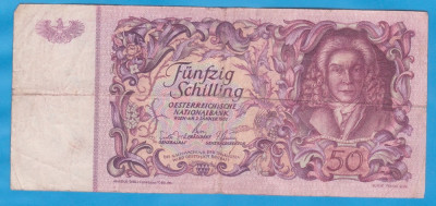 (1) BANCNOTA AUSTRIA - 50 SCHILLING 1951 (2 IANUARIE 1951) foto