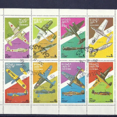 OMAN 1974 – AVIOANE DE LUPTA WW II, bloc stampilat, SA31