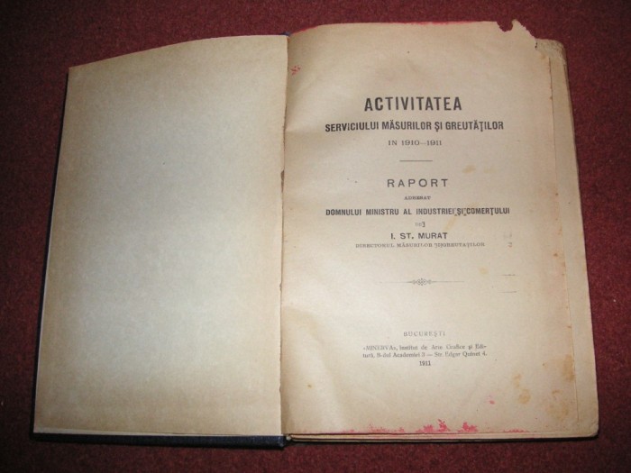 Activitatea serviciului masuratorilor si greutatilor in 1910 - 1911 - An 1911