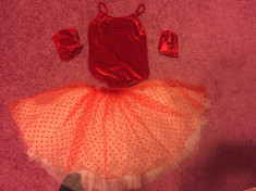 Costum balet rosu cu alb din catifea pt fetita de 5-6 ani foto