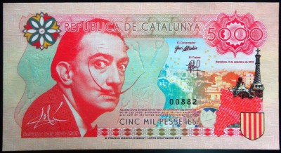 Bancnota- Fantasy 5000 PESSETES - REPUBLICA CATALUNYA, anul 2016 *cod 614 B =UNC foto