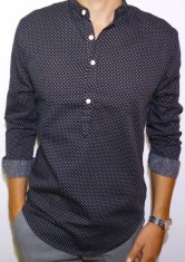 Camasa neagra cu buline - camasa slim fit - camasa trei nasturi - camasa barbati foto