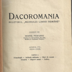 DACOROMANIA : Buletinul Muzeului Limbii Romane, an IV, 1924-1926 (Univ. din Cluj