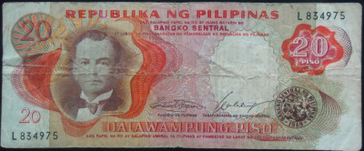 Bancnota istorica 20 Piso- FILIPINE, anul 1949? *Cod 534 foto