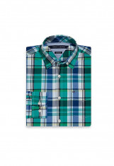 Camasa Tommy Hilfiger GREEN Plaid Custom Fit masura S si M foto