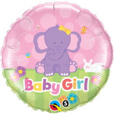 Balon Folie 45 cm Baby Girl Elefantel, Qualatex 13929 foto