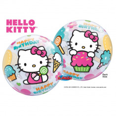 Balon bubble Hello Kitty Birthday - 56cm, Qualatex 12865 foto