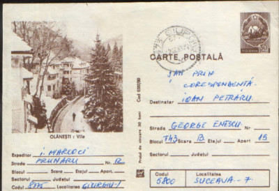 Intreg postal CP 1980, circulat - Statiunea Olanesti - Vile foto