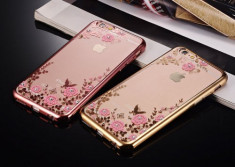 Husa iPhone 7 TPU Flower Rose Gold foto