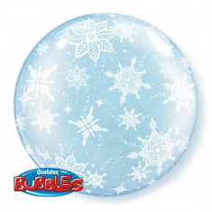 Balon Deco Bubble 20&amp;quot;/51cm Qualatex, Fulgi de nea, 15609 foto