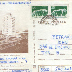 Intreg postal CP 1981,circulat - Sibiu - Hotelul "Continental"