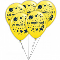 Buchet din baloane latex asortate La multi ani cu heliu, Radar BB.GI.LMA.ASTRO.YELLOW foto