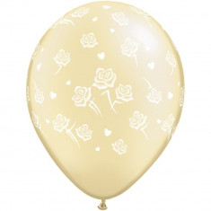 Baloane latex 16&amp;quot; inscriptionate Hearts and Roses-A-Round Diamond Clear, Qualatex 98767 foto