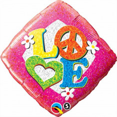 Balon Folie 45 cm Love Peace Sign, Qualatex 29596 foto