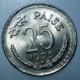 F.062 INDIA 25 PAISE 1975 AUNC HYDERABAD STAR STEA, Asia, Cupru-Nichel