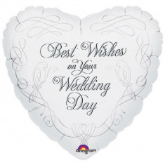 Balon folie 45cm Best Wishes on Your Wedding Day, Amscan 13686 foto