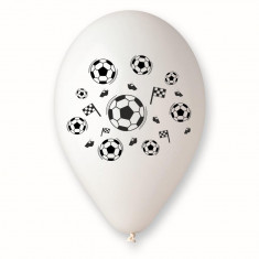 Baloane latex albe inscriptionate cu mingi de fotbal, Radar GI.FOTBAL foto