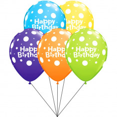 Buchet din baloane latex asortate Happy Birthday cu heliu, Qualatex BB.Q96899 foto