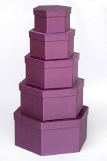 Set 5 cutii,cadou,depozitare,hexagonala,violet ametist,satinat foto