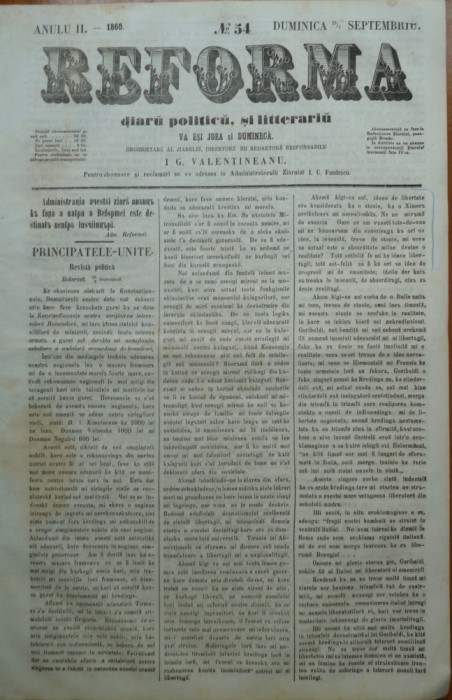 Reforma , ziar politicu , juditiaru si litteraru , an 2 , nr. 54 , 1860