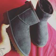 Cizme Ugg Australia Autentice scurte gri piele intoarsa blana Certificat Noi foto